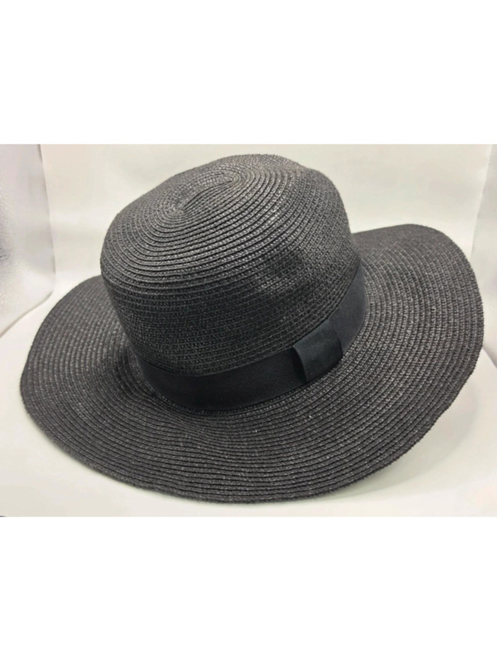 Banana Republic Black Woven Straw Sun Hat | Wide Brim Summer Fedora S/M